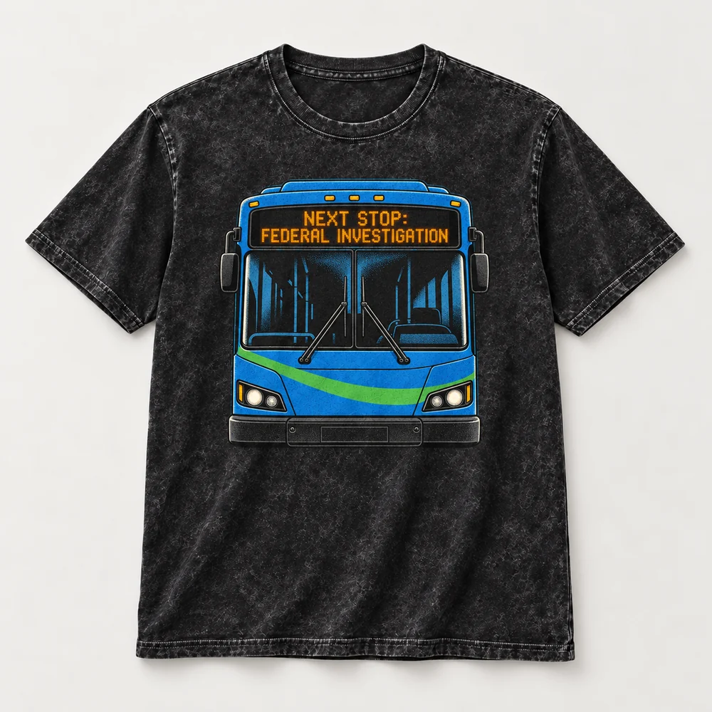 Next Stop: Federal Investigation tee, flat